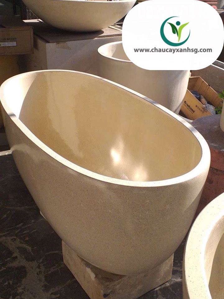 Bồn tắm oval terrazzo phong cách, thời thượng