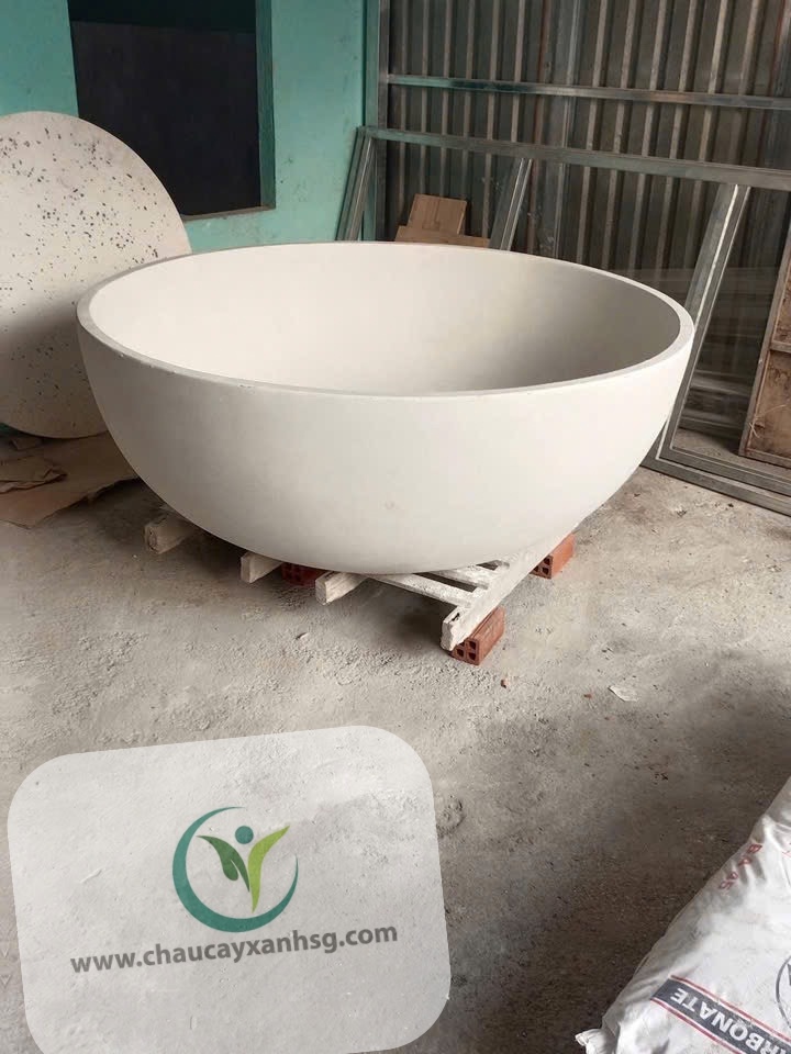 Bồn tắm tròn terrazzo thời thượng