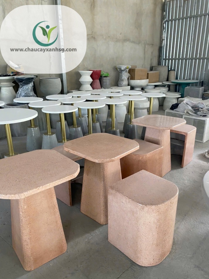 Set bàn cà phê gạch nung 