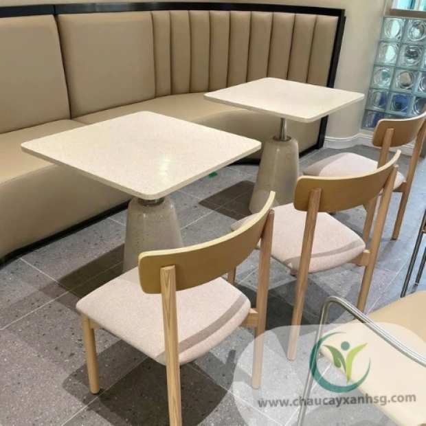 Bàn cà phê Terrazzo inox mặt vuông