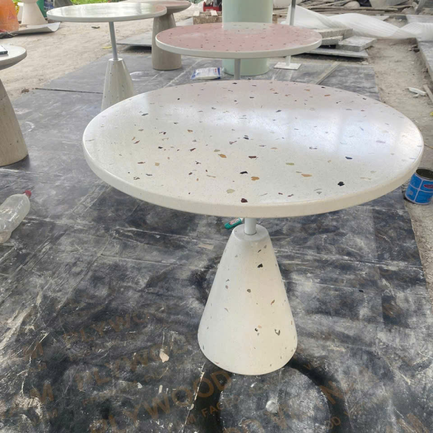Bàn Mặt Đá Terrazzo Hình Tròn Cho Quán Cà Phê