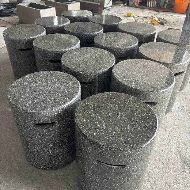 Bộ Bàn Ghế Mặt Bàn Đá Mài Đen