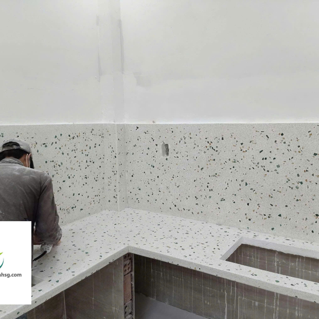Thi công, Thiết Kế Hạng Mục Bê Tông Đá Mài Terrazzo Cho Mặt Bếp, Bàn Ghế, Lavabo, Bồn Tắm