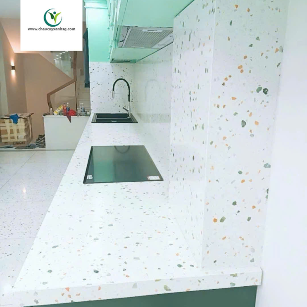 Thi công, Thiết Kế Hạng Mục Bê Tông Đá Mài Terrazzo Cho Mặt Bếp, Bàn Ghế, Lavabo, Bồn Tắm