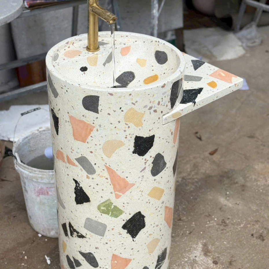 Lavabo Trụ Đứng Terrazzo Theo Kích Thước