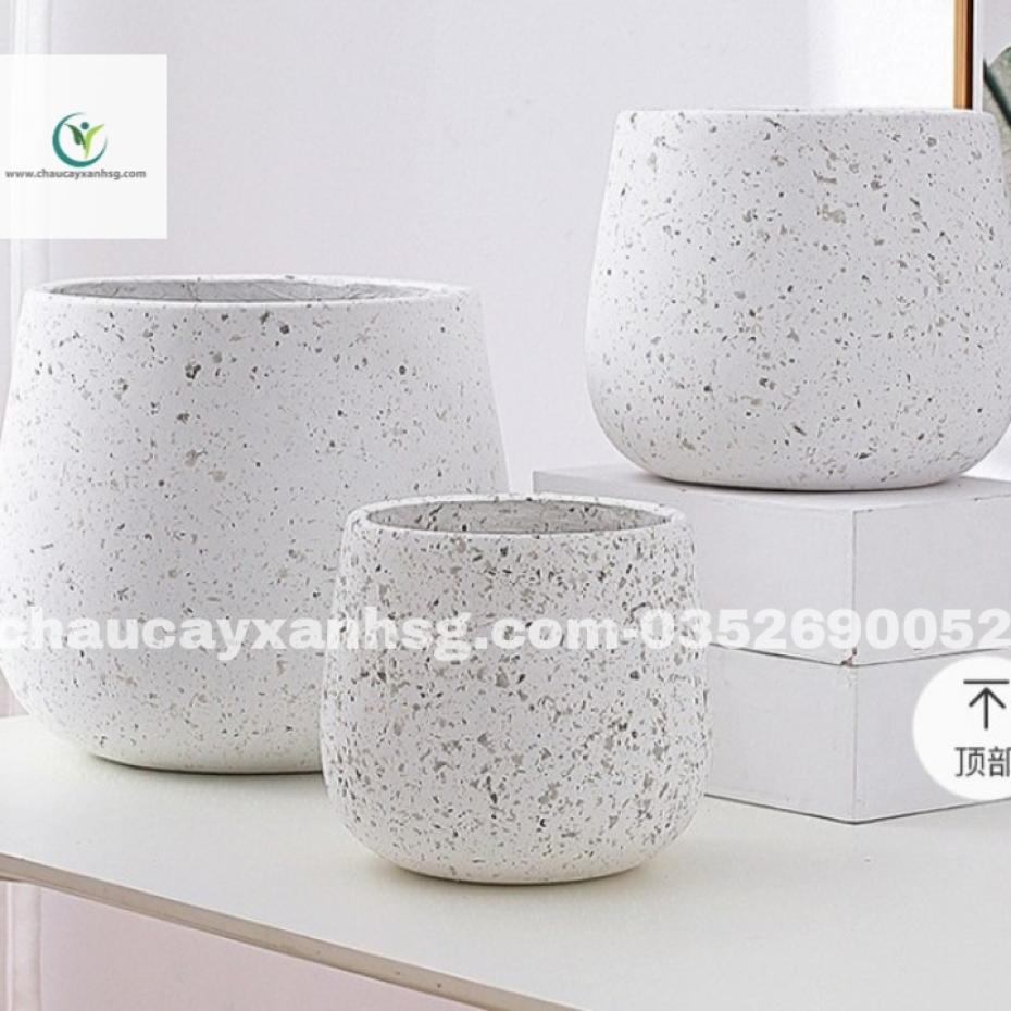 Chậu đá mài trắng hình thúng