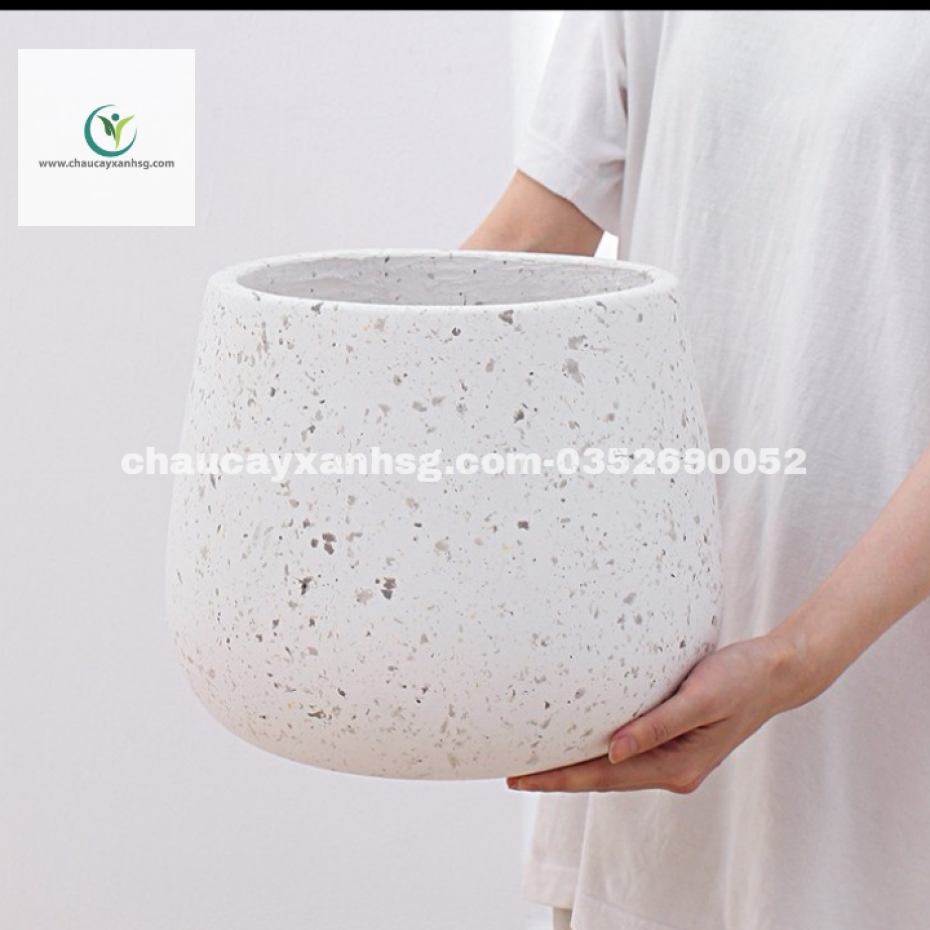 Chậu đá mài trắng hình thúng
