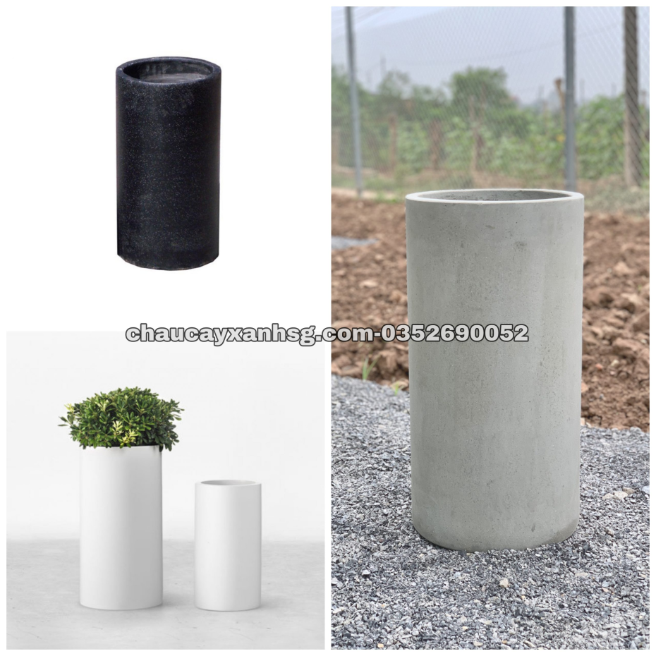 Chậu trồng cây đá mài trụ tròn 30×60