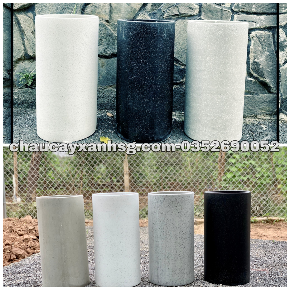 Chậu trồng cây đá mài trụ tròn 30×60