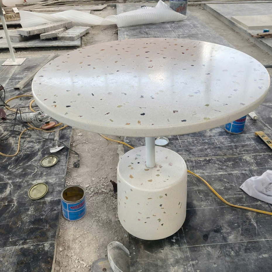 Bàn Mặt Đá Terrazzo Hình Tròn Cho Quán Cà Phê