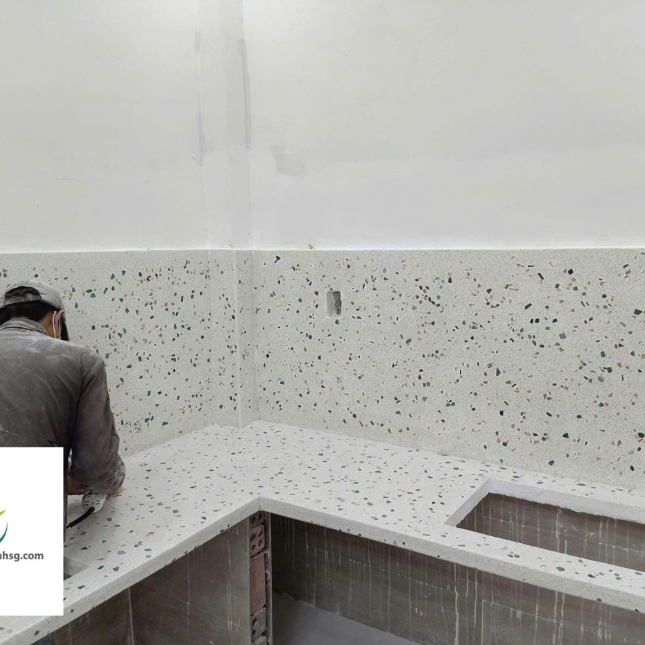 Thi công, Thiết Kế Hạng Mục Bê Tông Đá Mài Terrazzo Cho Mặt Bếp, Bàn Ghế, Lavabo, Bồn Tắm
