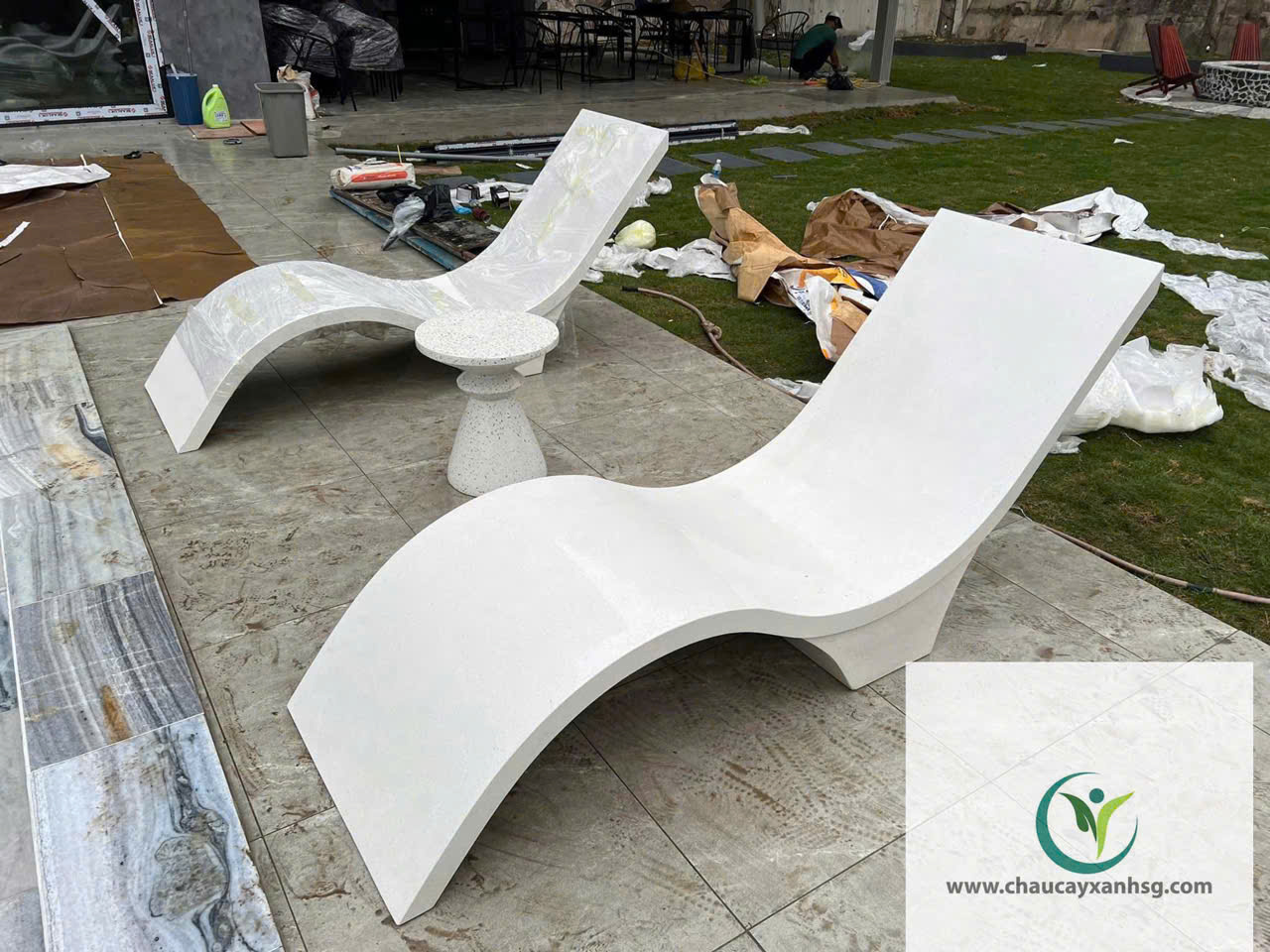 Ghế Tựa Hồ Bơi, Bãi Biển Đá Mài Terrazzo