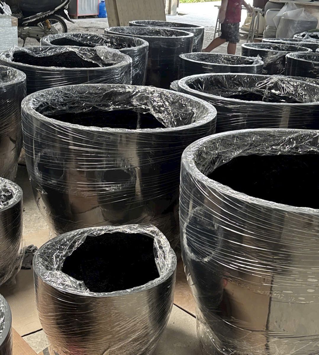 chậu composite sợi thuỷ tinh đen 