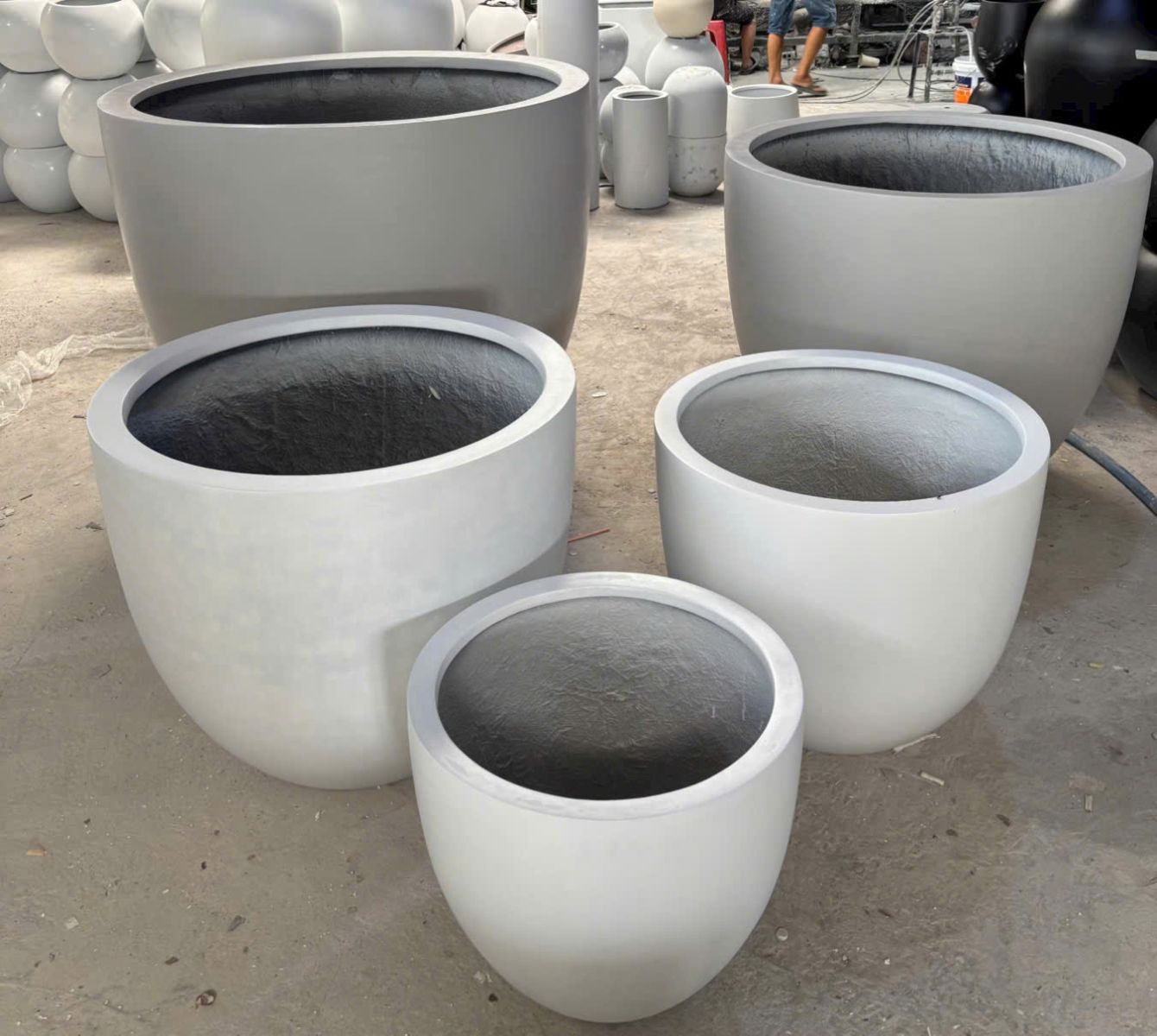 chi tiết chậu composite sợi thủy tinh nguyên khối