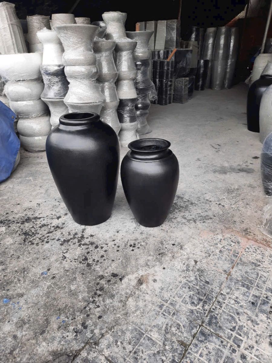 chậu xi măng đá mài tròn 