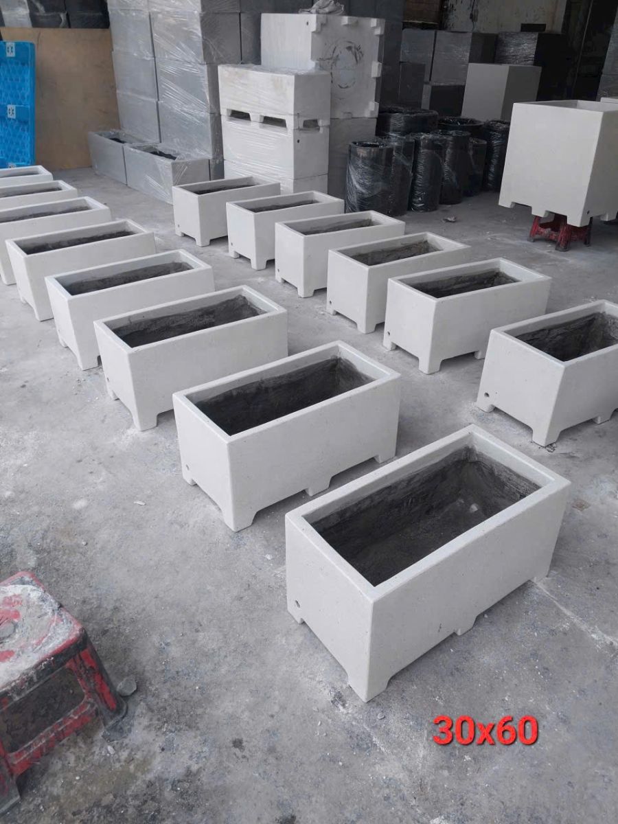 chậu xi măng đá mài chữ nhật