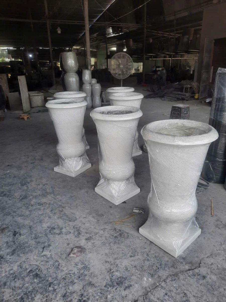 chậu xi măng đá mài hình cup