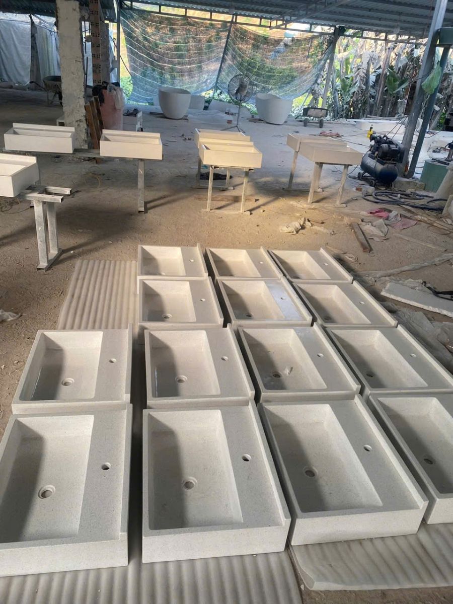 Chậu rửa đá terrazzo âm tường tại TP.HCM