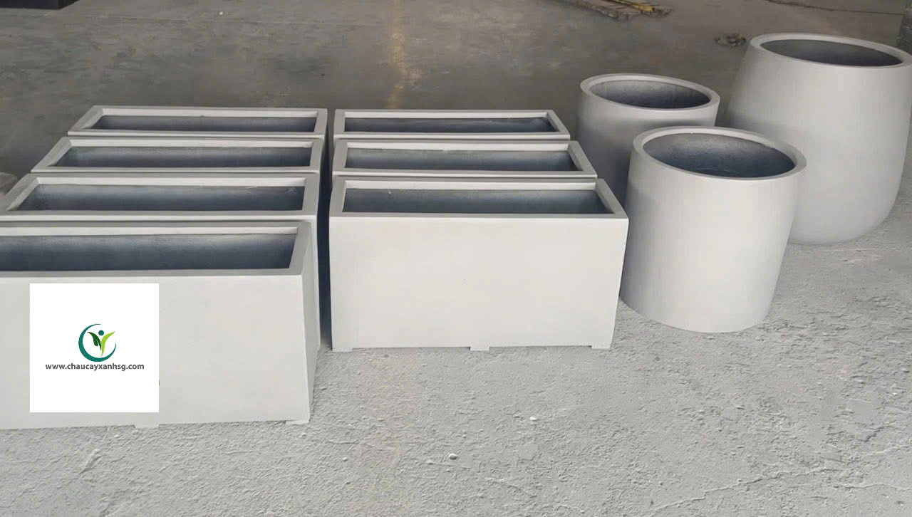Chậu xám có chân composite nguyên khối
