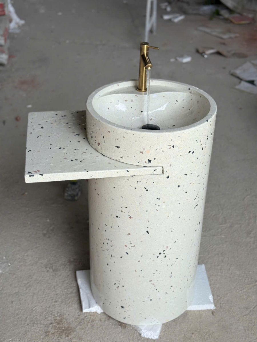 Chậu rửa mặt đá terrazzo làm bàn