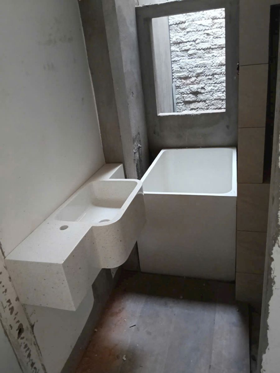 Bồn tắm đá mài terrazzo hình chữ nhật