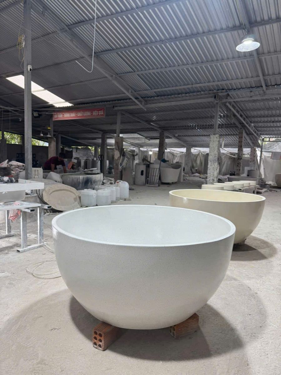 bồn tắm tròn đá terrazzo