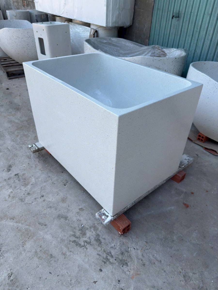 bồn tắm nằm hình chữ nhật đá mài terrazzoi