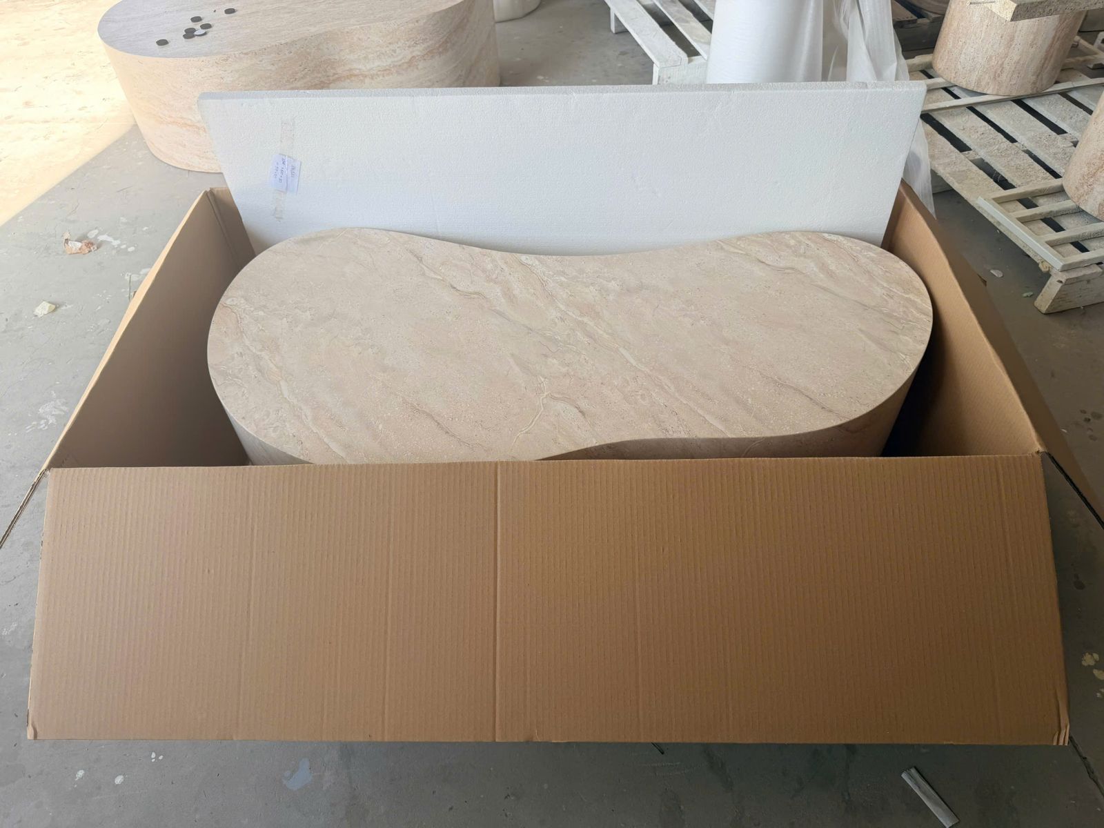 bàn đá marble đóng gói xốp carton 3A